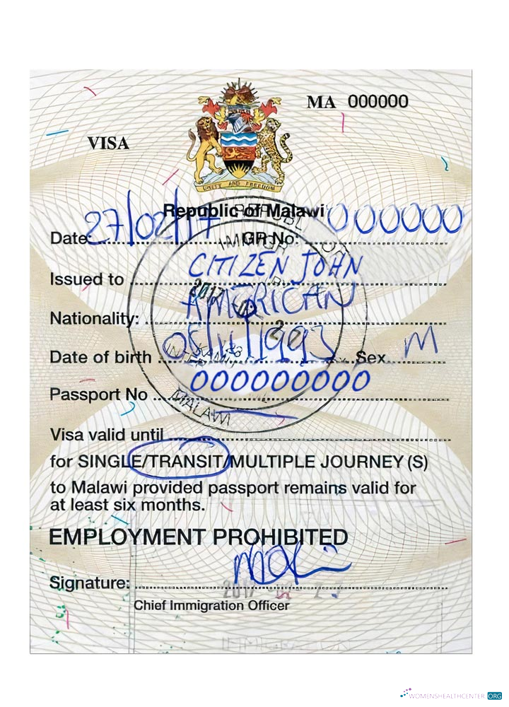 Download MALAWI travel visa Photoshop template